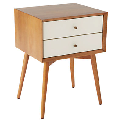 west elm Mid-Century Bedside Table Acorn/White